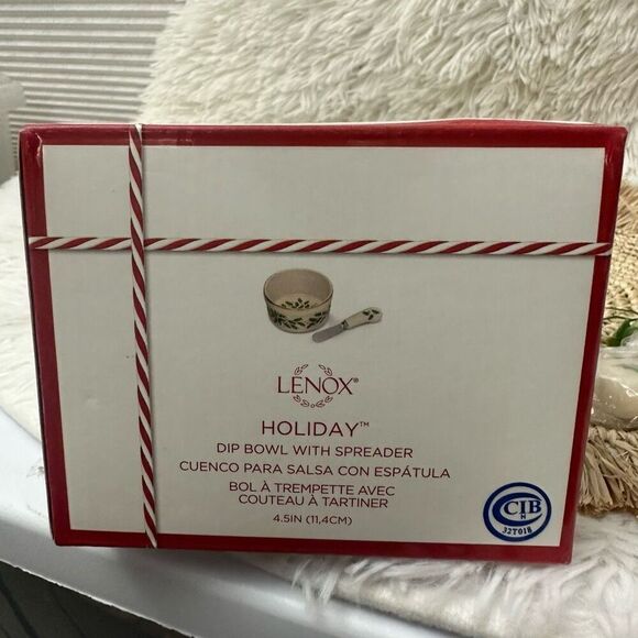 LENOX Hosting The‎ Holidays Dip Bowl & Spreader 4.5” NEW Holly Leaf - Picture 6 of 8